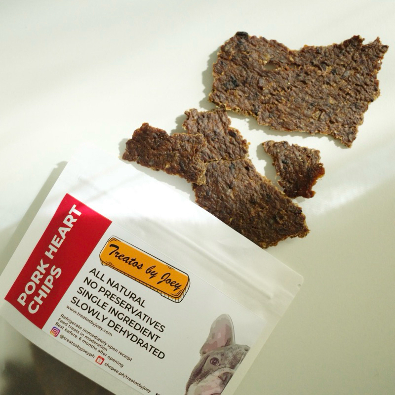 All Natural Dehydrated Healthy PORK HEART CHIPS Pet Treats for Dogs or
