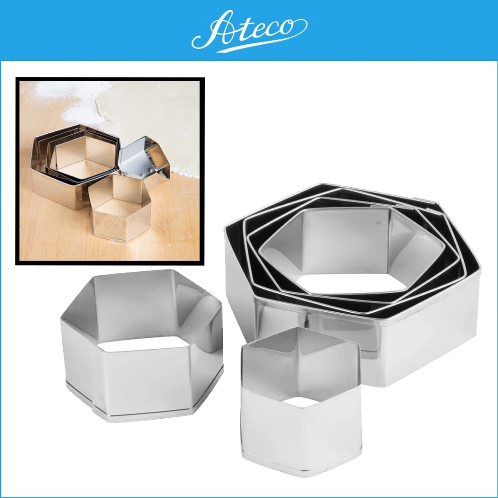 Ateco Usa Plain Hexagon Cutter Cookies Pastry Dough Shaper Molder (6pcs ...