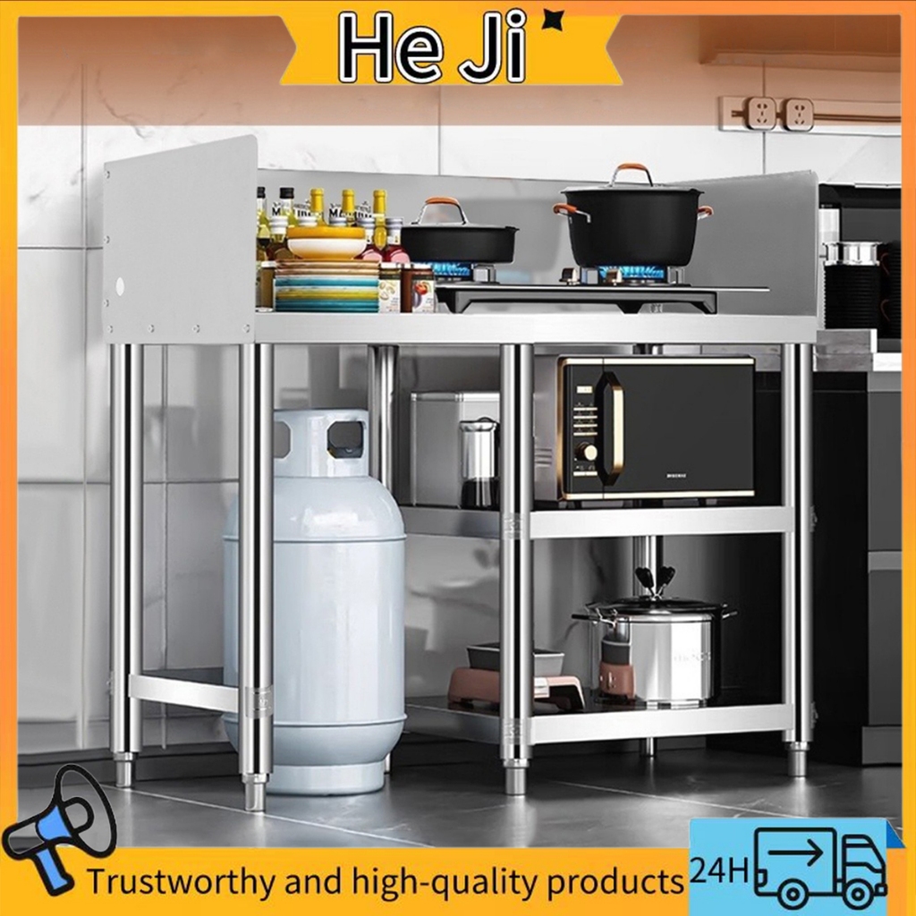 HeJi 304 Stainles Steel Gas Stove Rack for kitchen 3layer storage table ...