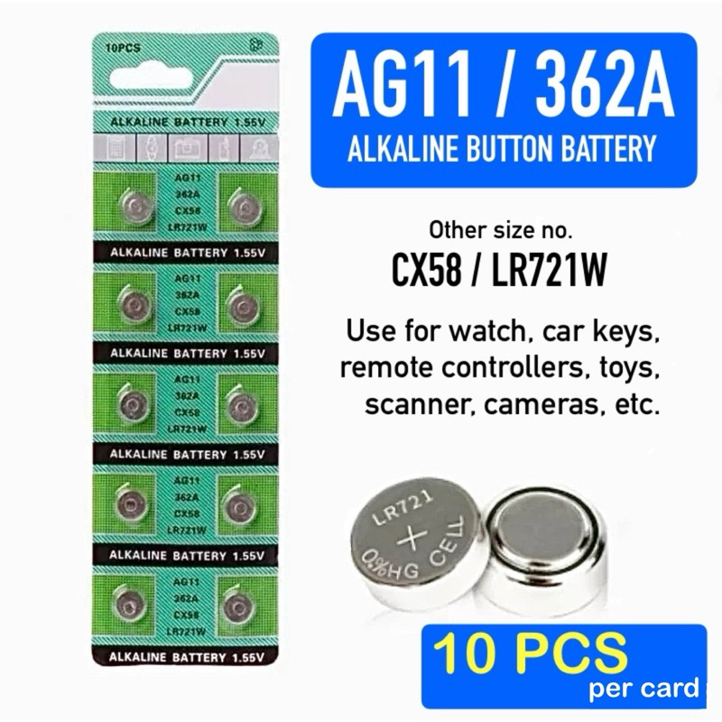 1.55V AG11 362A LR721 Button Battery Alkaline Battery for Watch ...