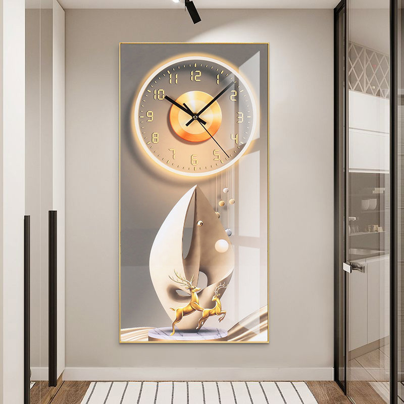 Modern minimalist entrance decoration painting clock hanging living