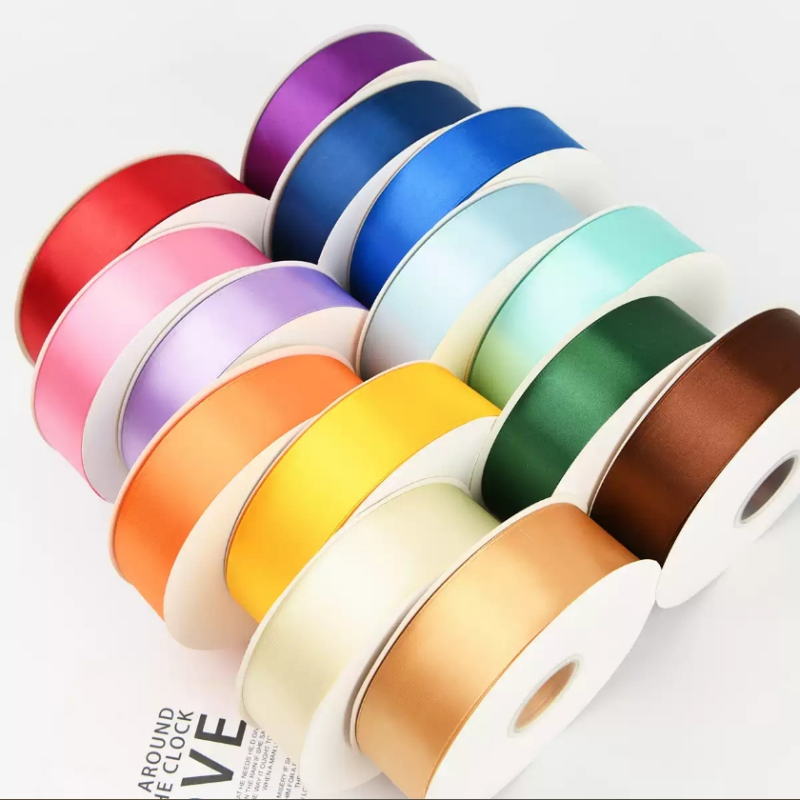25 yards/roll 2.5cm Satin Ribbon Roll Christmas Decoration Ribbons Roll ...