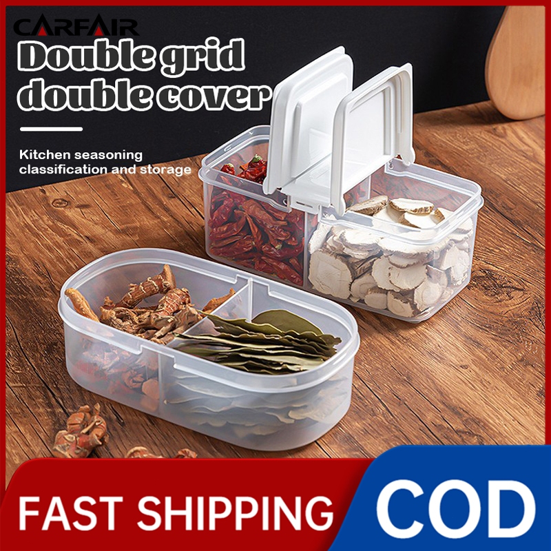 900ML Double Grid Sealed Box Kitchen Storage Plastic Fruit Container