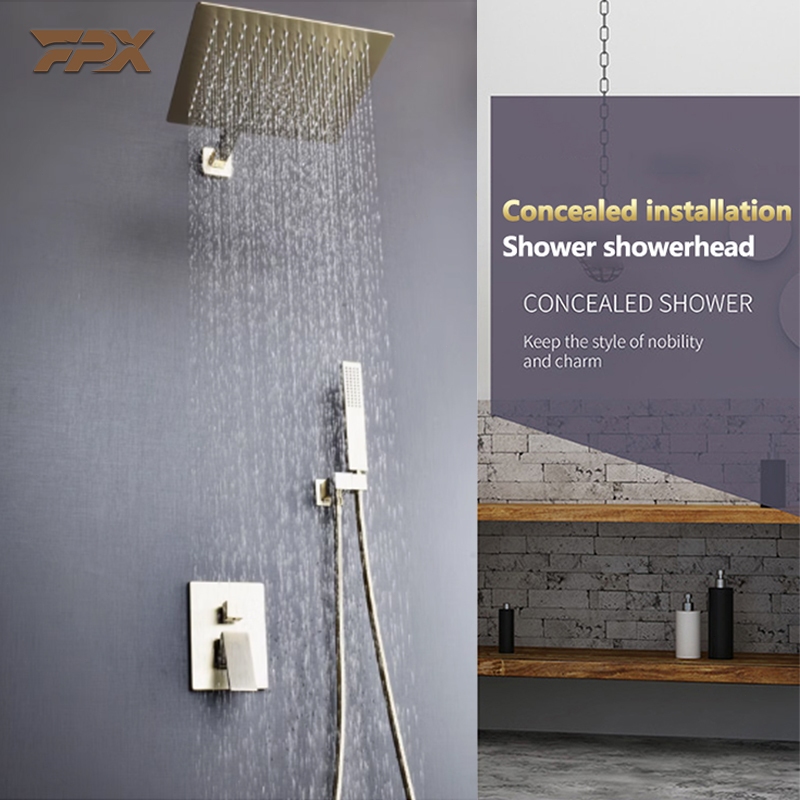 FPX 304 Stainless Steel Concealed Shower Set Brushed Shower Hot and