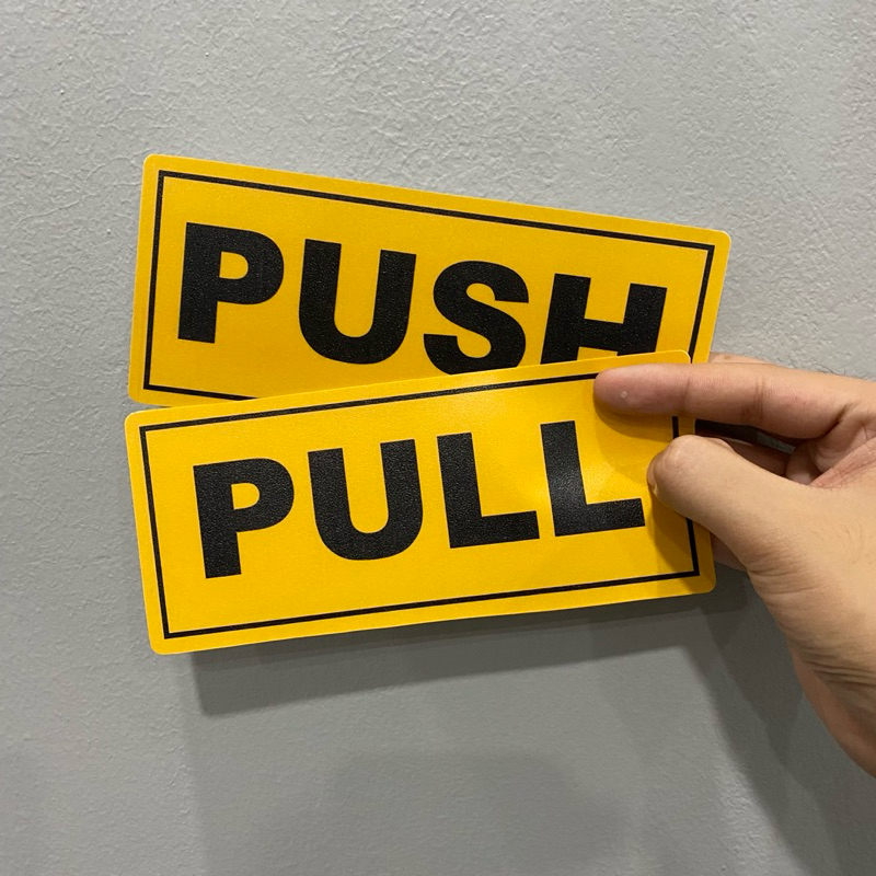PUSH PULL Signage for Doors VINYL STICKER LOGO WATERPROOF High Quality ...