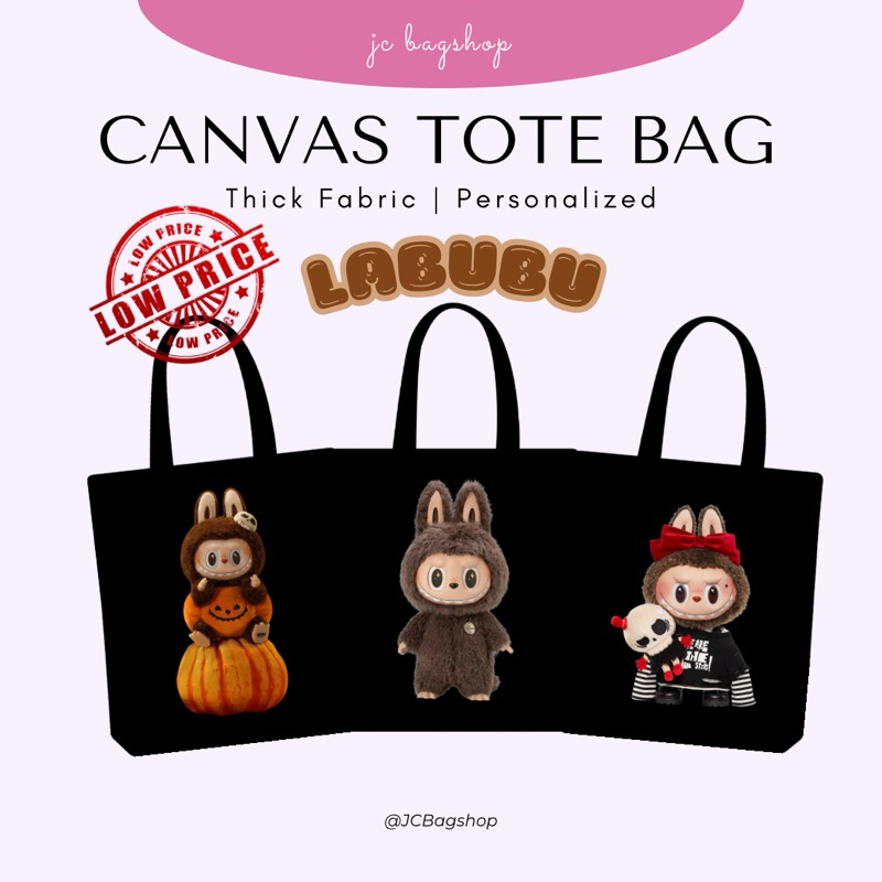 LABUBU CANVAS BLACK TOTE BAG Shopee Philippines