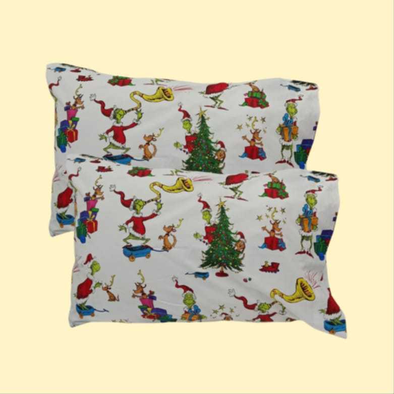 2pieces Pottery Barn 100 Organic Cotton the Grinch Christmas Design