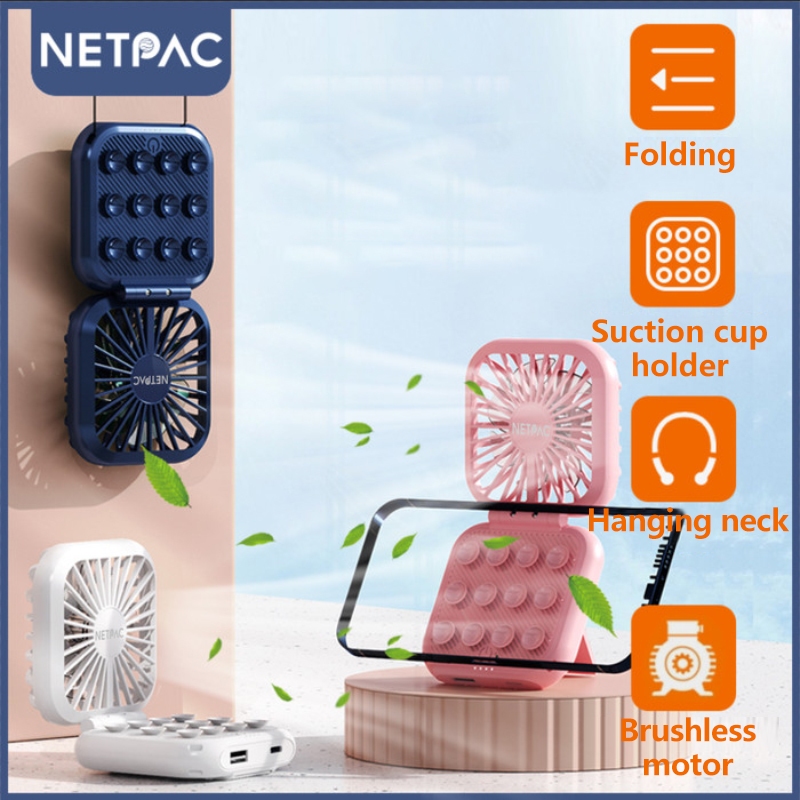 NETPAC Neck Hanging Small Fan Outdoor Folding Fan Mini Multi-function ...