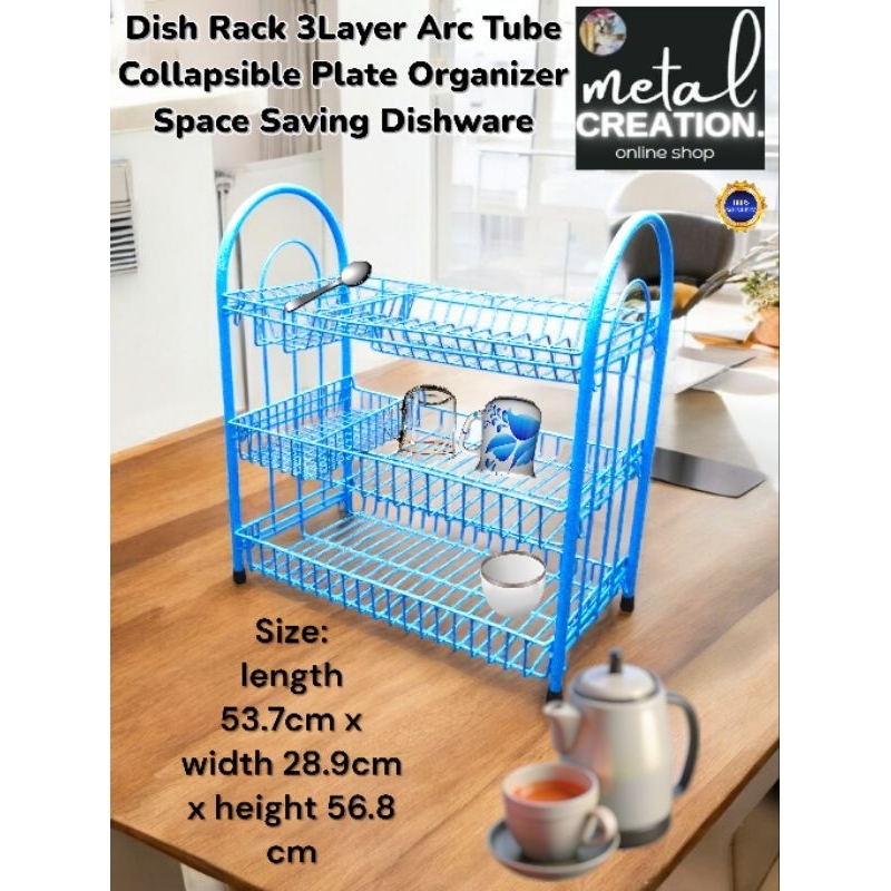 MetalCreation Dish Rack 3L Arc Tube Collapsible Plate Organizer Space ...