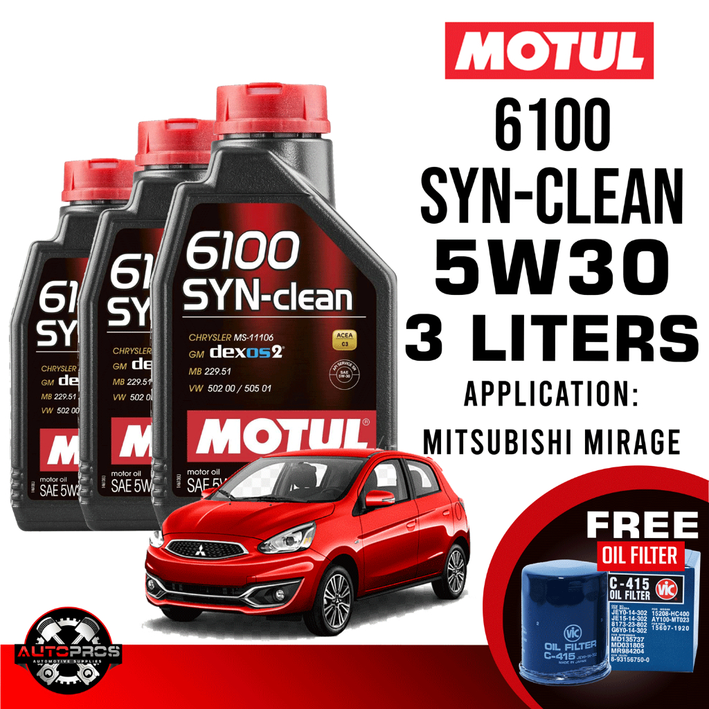 MOTUL 6100 SYN-Clean 5W30 Dexos 2 Gasoline Oil 3 Liters Bundle for ...