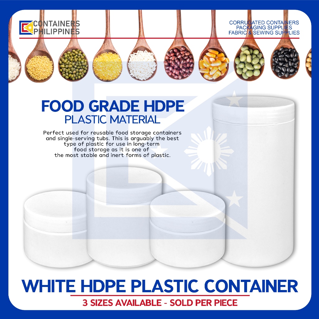 CONTAINERS.PH White HDPE Plastic Container Canister Storage Canister ...