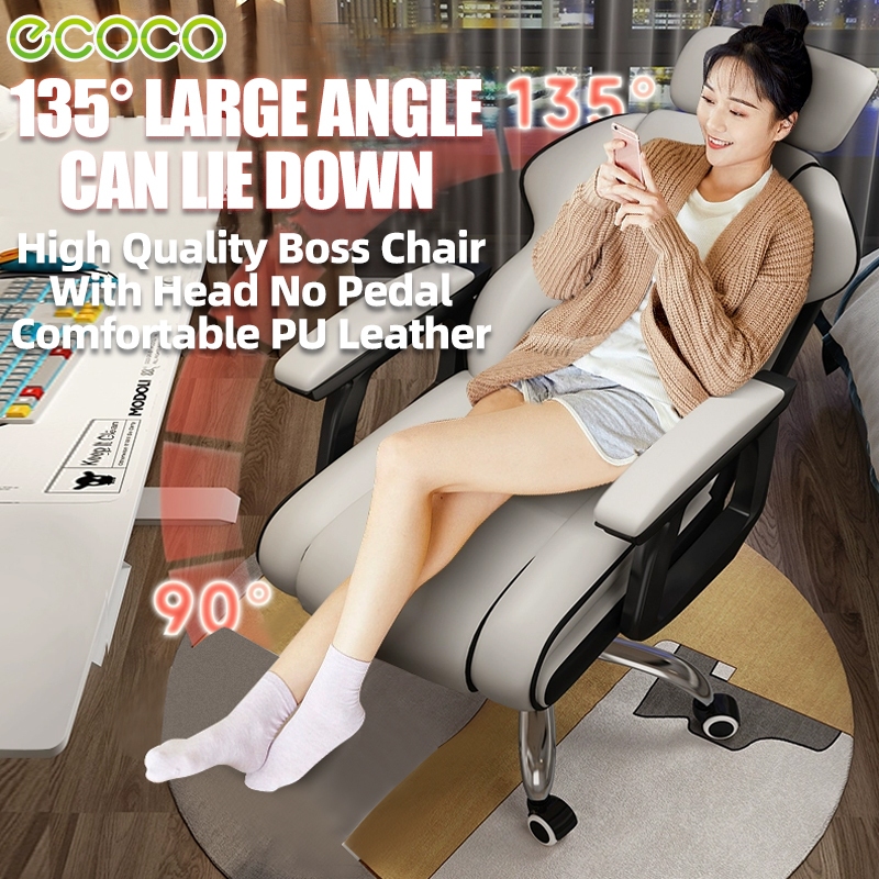 ECOCO office boss chair heavy duty with headrest reclining pu leather ...
