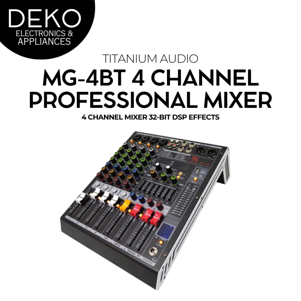 Titanium Audio MG 4BT Professional Audio Mixer 6 Channel Mixer 32-BIT ...