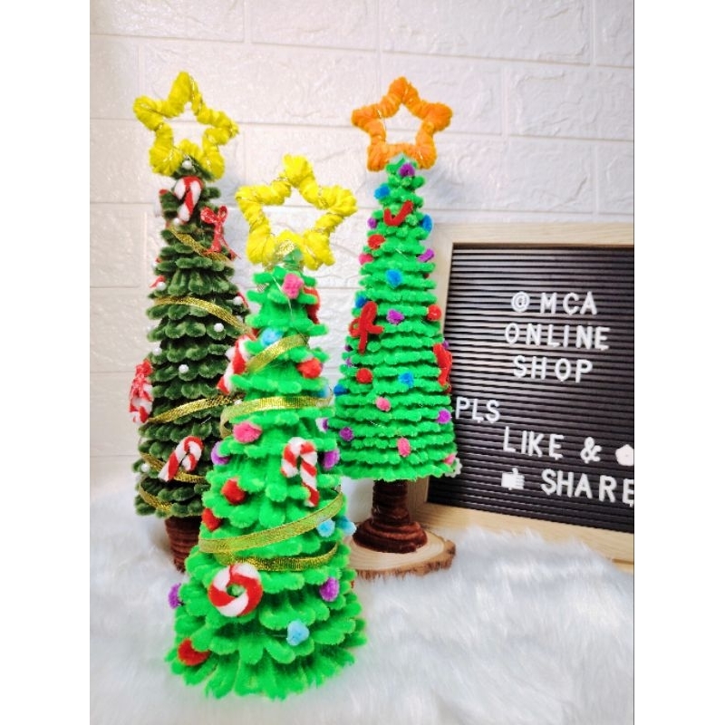 Mini Christmas tree 12- 15 inchs made of fuzzy wire | Shopee Philippines
