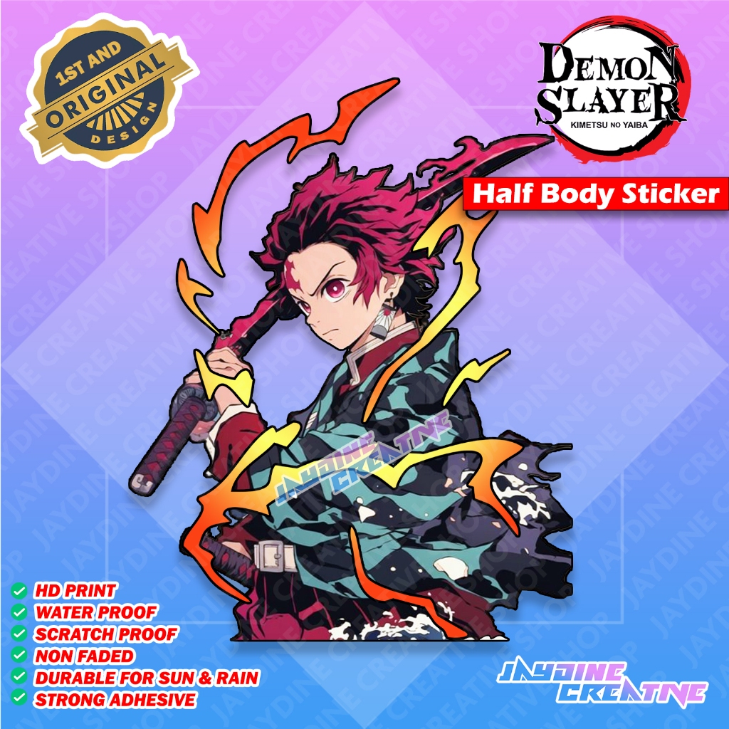 Demon Slayer Kamado Tanjiro Half Body Sticker, Indoor Outdoor Vinyl ...