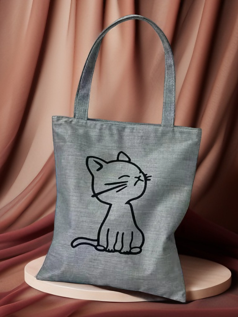 Korean Style Gray Canvas Bag Tote Bag Fashion Printing Large