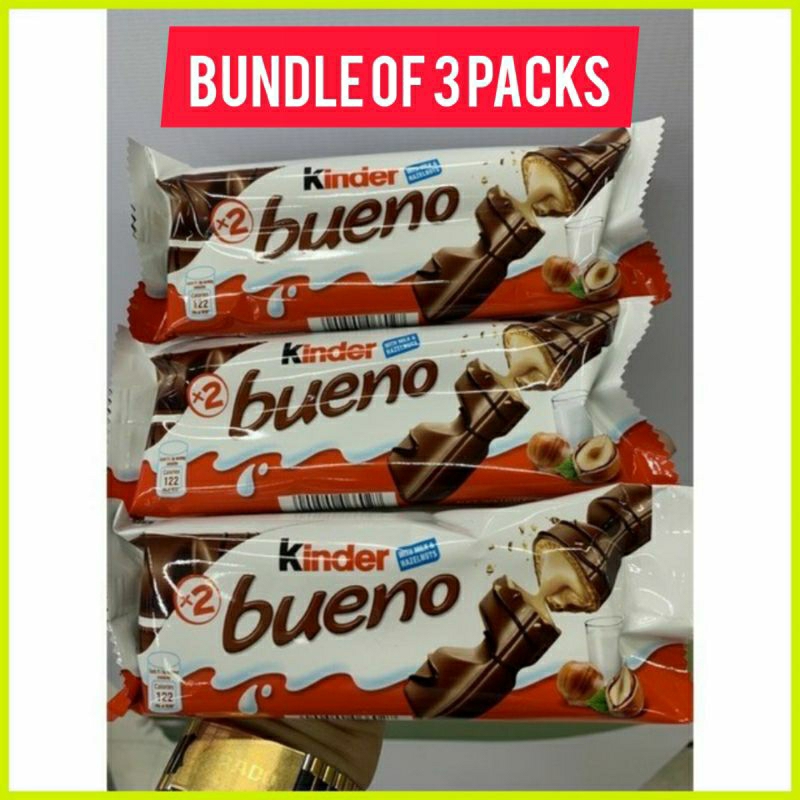 ‼️IMPORTED‼️Kinder Bueno ChocolateMilk&Hazelnut Filling 3Pack per Pack  43Grams MADE IN ITALY🇮🇹
