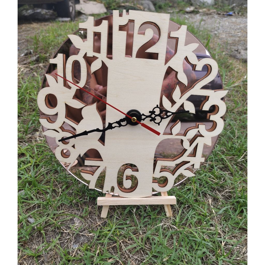 Wooden Clock /laser cut/ tribal clock/ color combination/ basswood ...