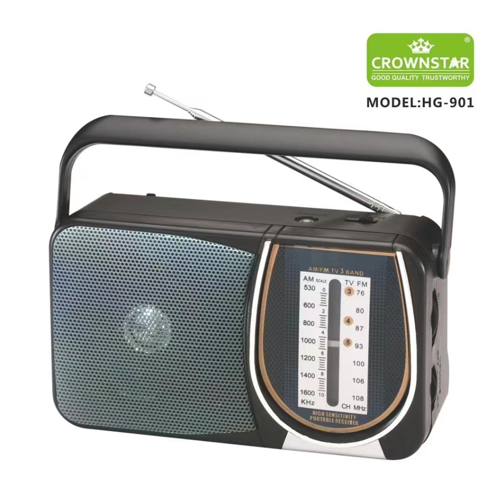 GDLITE CROWNSTAR HG-901 Portable Radio AM/FM/TV HIGH Sensitivity ...