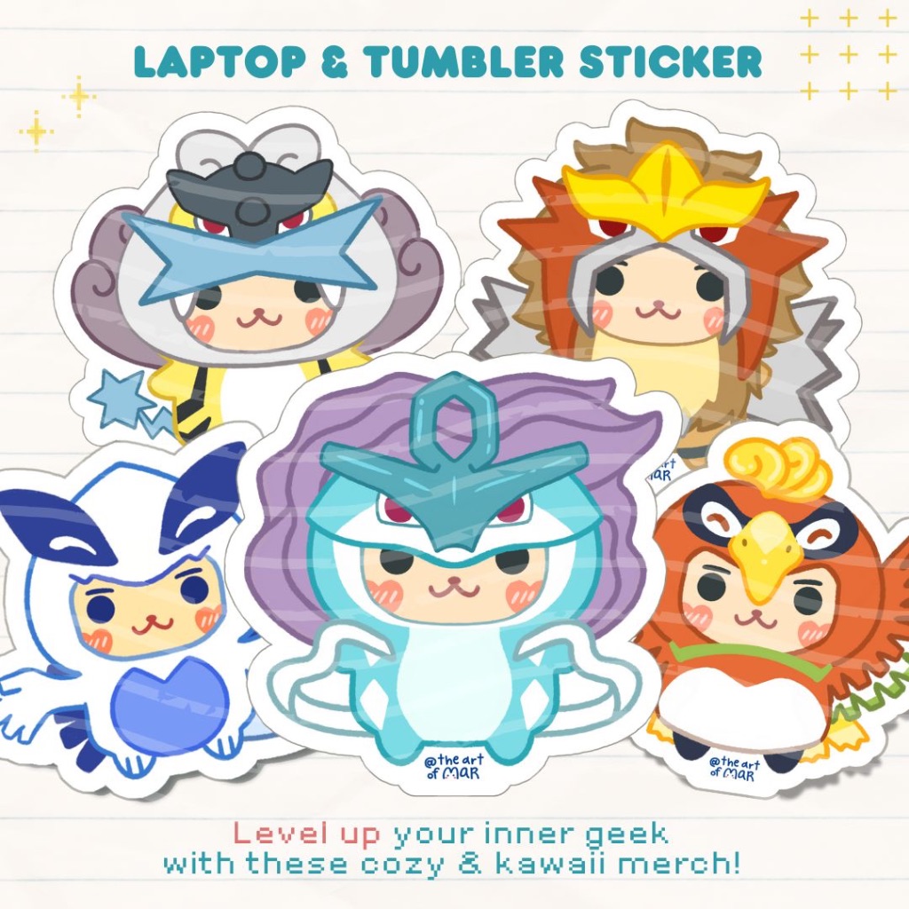 Gen 2 Legendary Pokemon Stickers - Suicune Entei Raikou Lugia Ho-oh ...