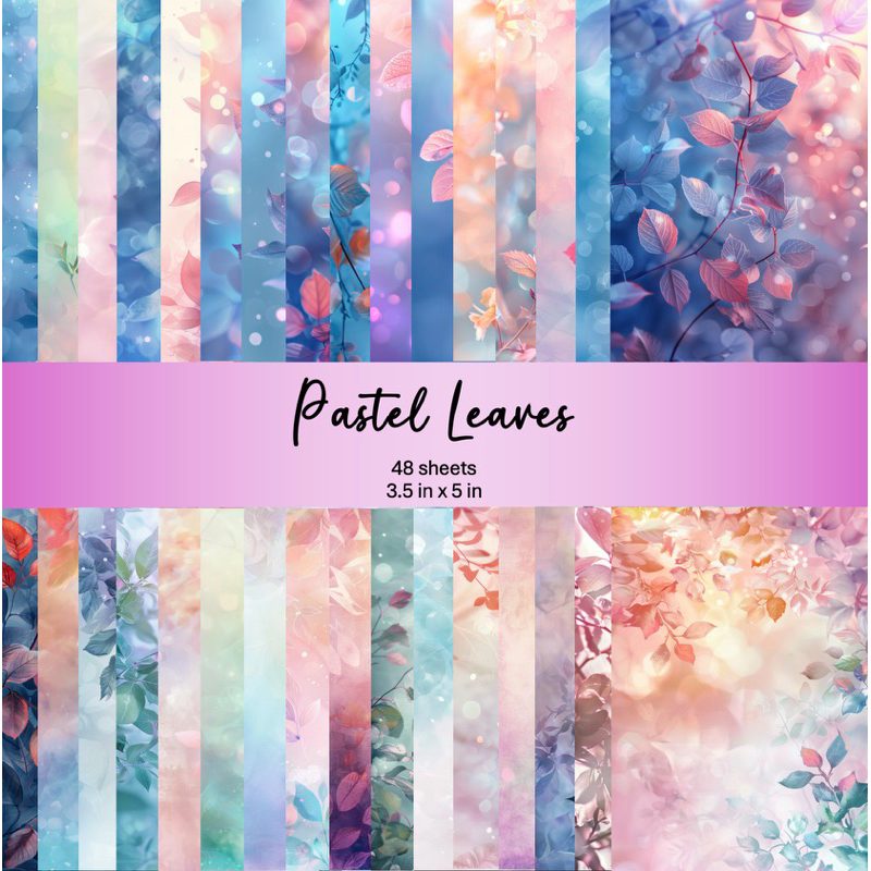 [PDL] 48 sheets (3.5in x 5in) Pastel Leaves Deco Paper for Journaling ...