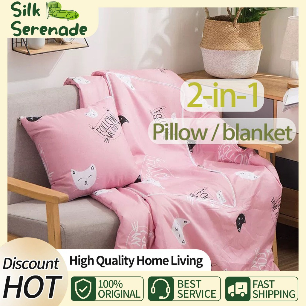 2-in-1 printed dual-purpose blanket multifunctional sofa car Travel  Pillow