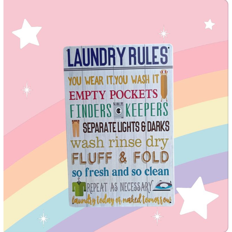 TrendsPh Laundry Rules Signage Wall and Shelf Decoration Vintage Style ...