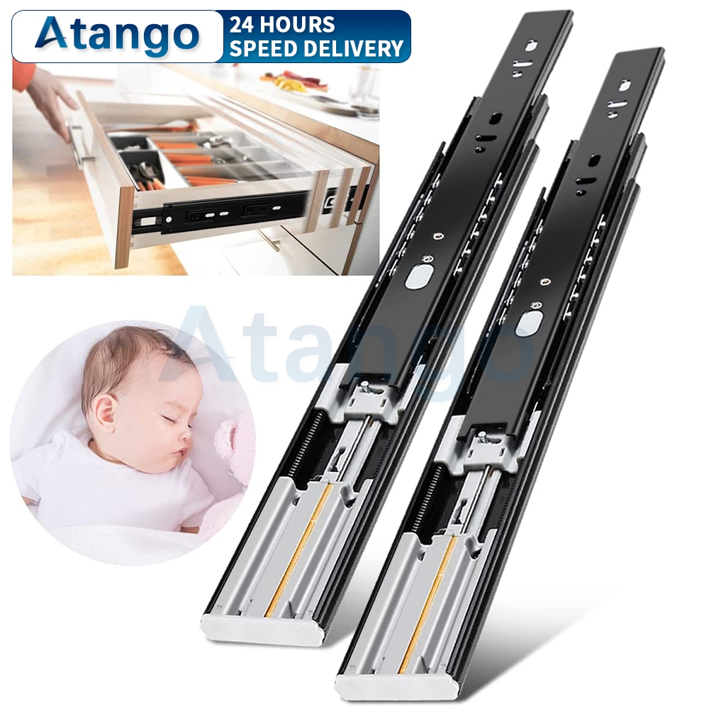 1 pair (2pcs) Soft Closing /PUSH OPEN Hydraulic Drawer Full Extension 3 ...