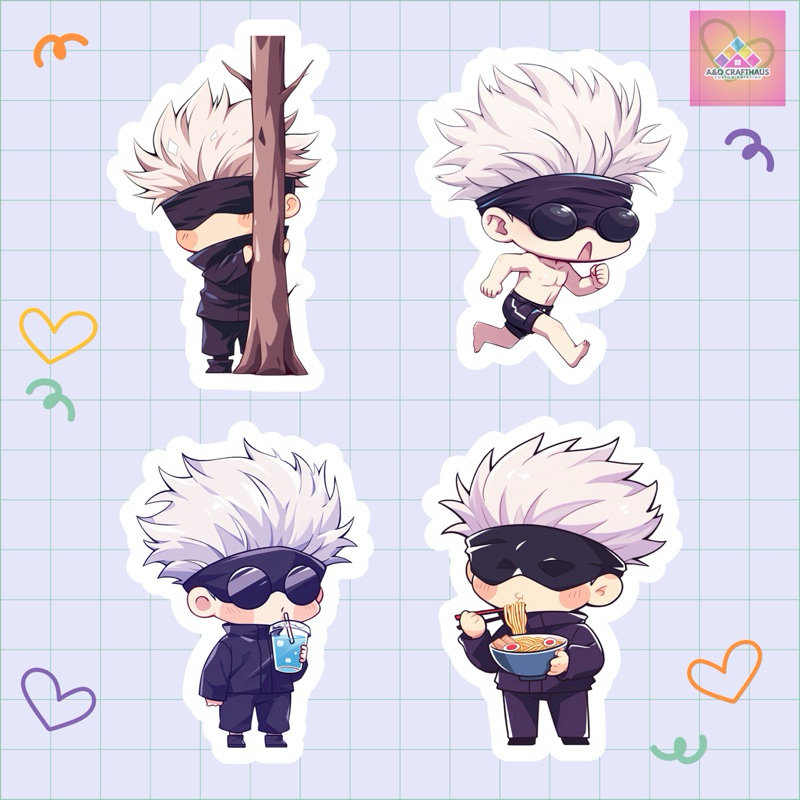 Satoru Gojo Chibi Sticker Pack | Jujutsu Kaisen Waterproof Laminated ...