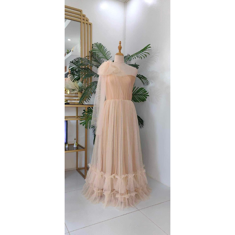 Sofia dress (tulle strap )2layer raffle tulle | Shopee Philippines