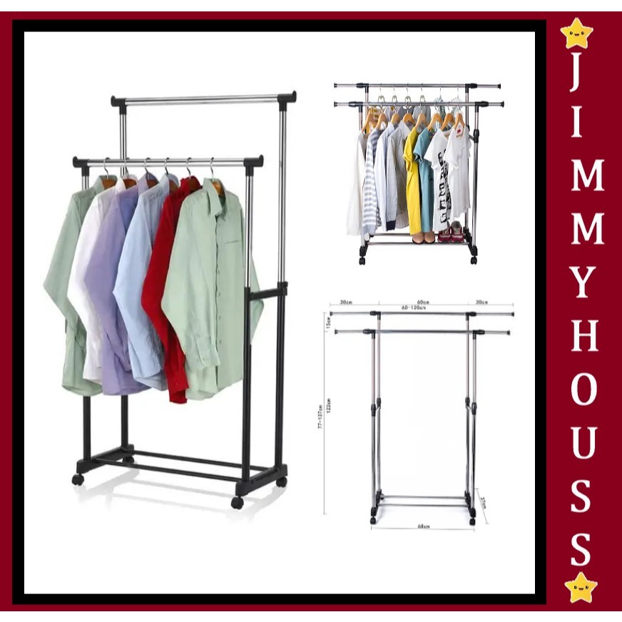 Double Pole Telescopic Clothes Rack | Shopee Philippines