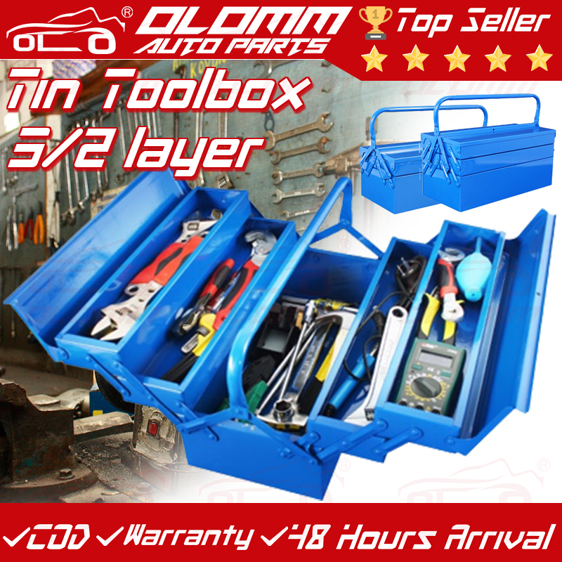 2/3 Layer Stainless Steel Toolbox Car Storage Box Multi-layer Folding ...