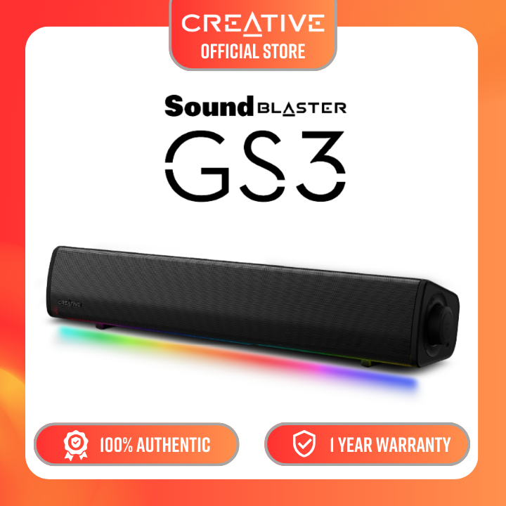 Creative Sound Blaster GS3 Compact RGB Gaming Soundbar with SuperWide ...