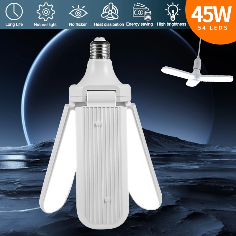 LED Light Three Leaf Folding Light 45W Ceiling LED Bulb Fan Blade COD ...