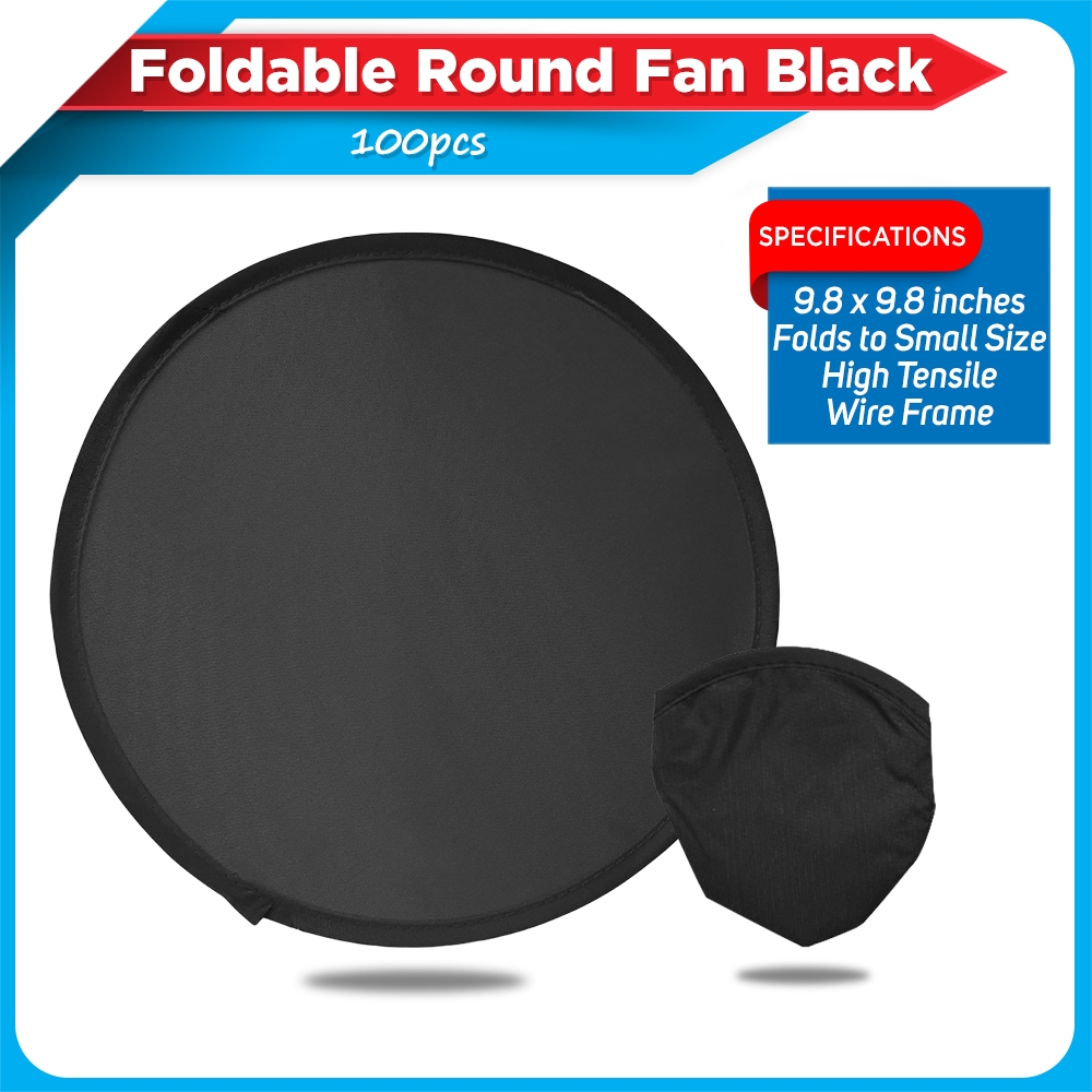100PCS QUAFF Black Sublimation Round Fan / Foldable Fan / Twisted Fan ...