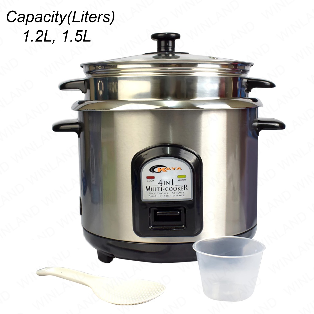 Kaya by Winland 4-in-1 Multi-Cooker Cylinder Rice Cooker Glass Cover ...