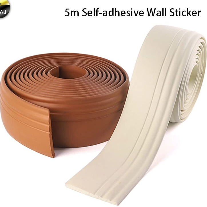 NEW 5m 3D Self-adhesive Foam Baseboard Wall Sticker NBR Rubber Flexible ...