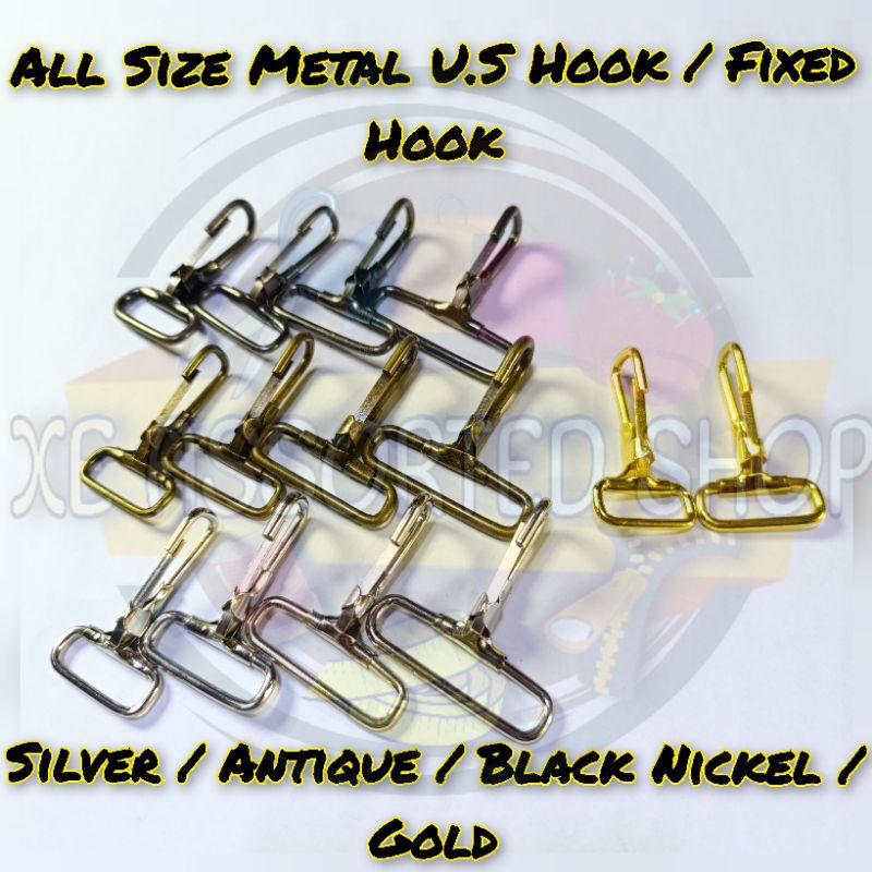 Metal U.S Hook / Fixed Hook for bag accessories sold per 5pcs | Shopee ...
