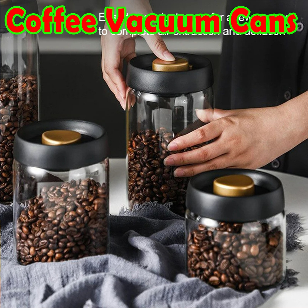 Coffee Cans Vacuum Sealed Glass Container Powder Cans Glass Press Down ...