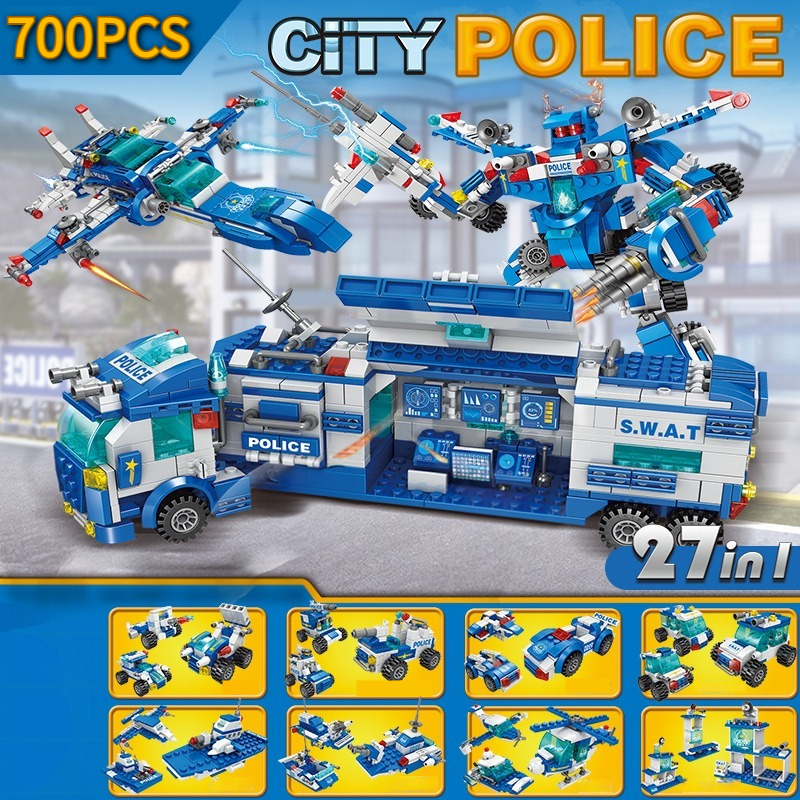 700pcs Police Car Robot Compatible with Mini Particle Building Blocks ...