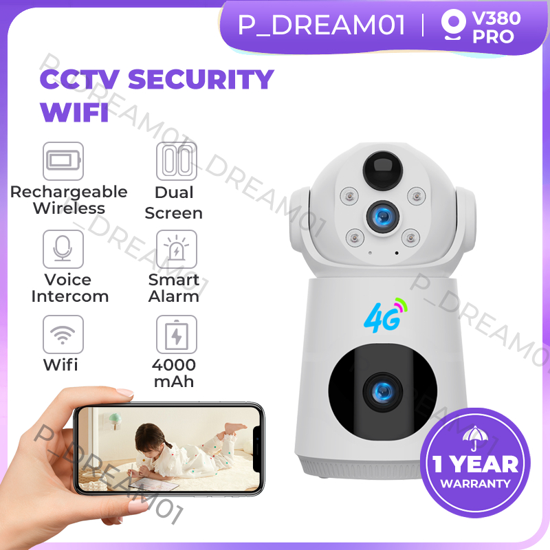 V380 Pro CCTV Camera Wireless WiFi Battery Powered 8MP Dual Lens Night ...