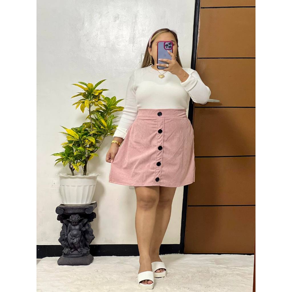 Pink corduroy skirt plus size best sale