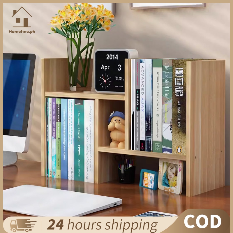 COD⭐Multi-layer Bookshelf Desktop Adjustable Storage Rack Simple Wooden ...