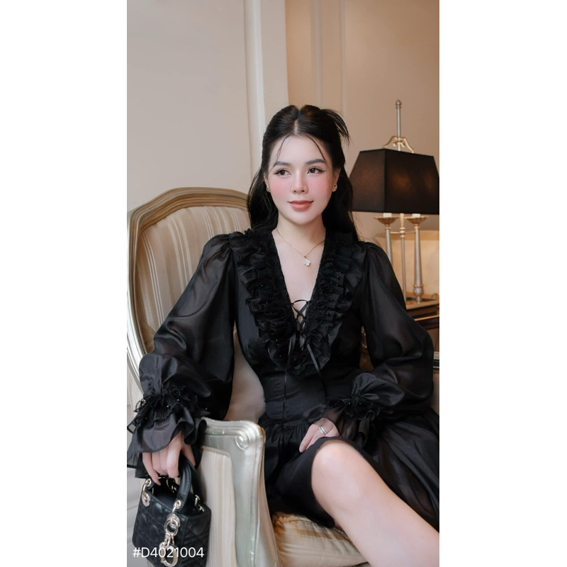 SILK DRESS WITH RUFFLED CHEST | Shopee Philippines