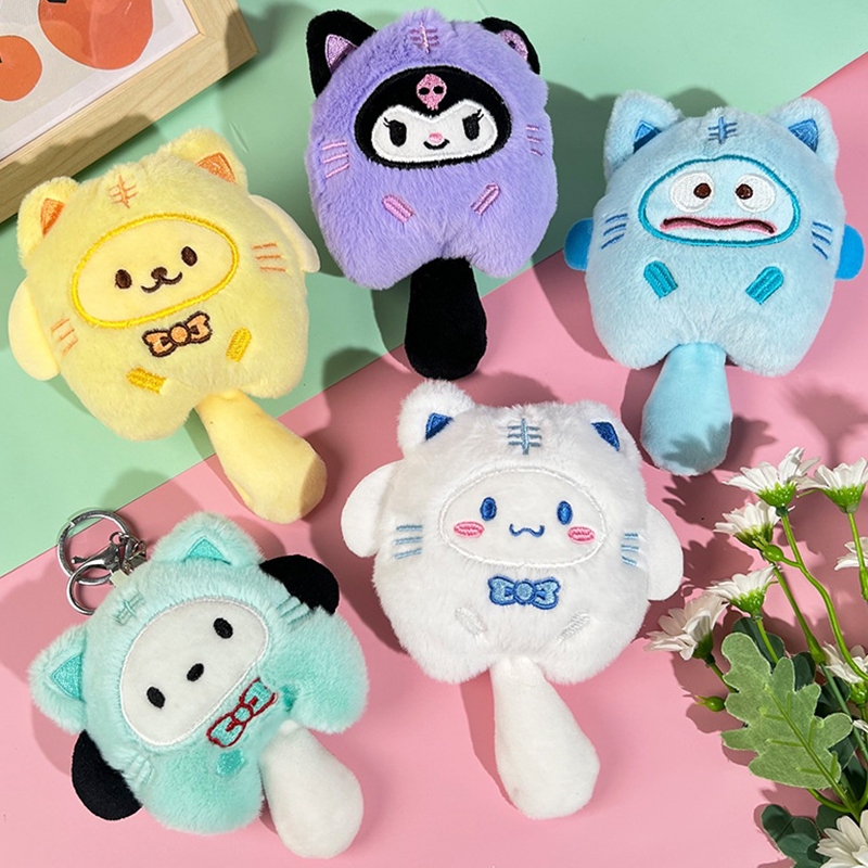Cute Sanrio Plush Keychain Soft Toy Animal Cartoon Kuromi Keyring Tulip ...