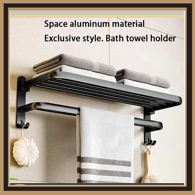 Foldable towel rack, towel bar, bathroom rack, hanging toilet accessory ...