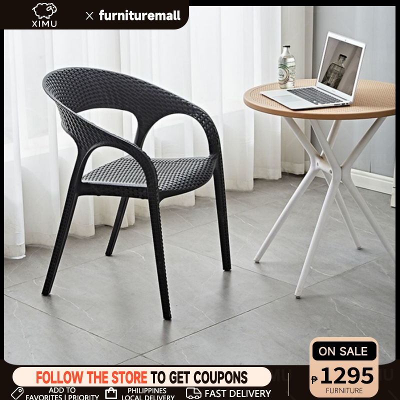 Simple imitation rattan plastic chair outdoor chair dining chair ...