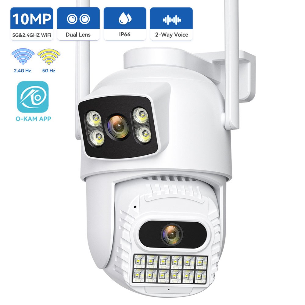 HAMCUS 10MP Dual Lens Dual Screen PTZ WiFi IP Camera 5G&2.4GHz ...