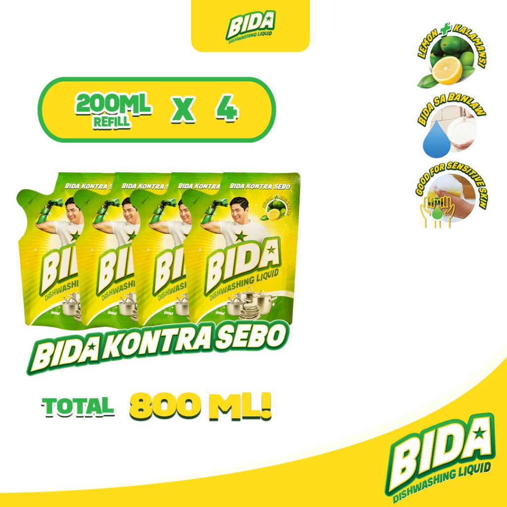 BIDA Dishwashing Liquid Kontra Sebo Antibacterial Fresh Lemon Kalamansi ...