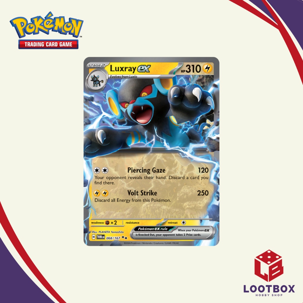 black belts training pokemon card Luxray ex Ultra Rare Twilight Masquerade 068/167, NM Pokemon Card